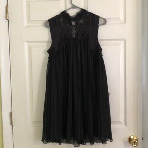 Free people lace high neck black/gray dress